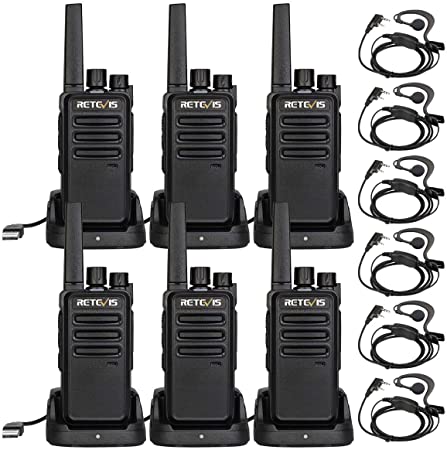 Retevis RT68 Walkie Talkies for Adults Long Range FRS Hands-Free Rechargeable Two Way Radio with Earpieces (6 Pack)