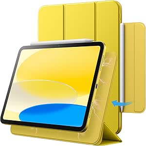 JETech Magnetic Case for iPad 10 (10.9-Inch, 2022 Model, 10th Generation), Magnetic Attachment, Slim Tablet Cover with Auto Wake/Sleep (Yellow)