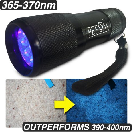 Pet Urine Detector 365NM Black Light Flashlight: PeeDar - Precision UV LED Pee Finder Tool. Locate Cat/Dog/Animal Stains. Uses: Hotel Inspection, Security Marks. 365NM-370NM Finds Invisible Urine Fast