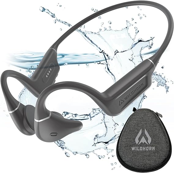 Wildhorn Crank Bone Conduction Swimming Headphones, Bluetooth 5.4, IPX8 Waterproof Headphones for Swimming, Fast Magnetic Charge, MP3 2500 Songs Storage Capacity Swim Headphones