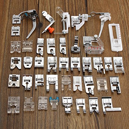 KINGSO 42PCS Professional Domestic Sewing Machine Walking Presser Feet Set Tool for Low Shank Sewing Machine, Singer, Baby Lock, Brother, Janome, etc.