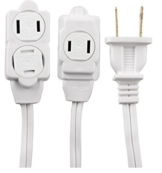 GE Extension Cord, Indoor, White with Tamper Guard, 6-Ft 125V 13A