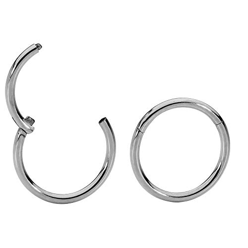 365 Sleepers 1 Pair Titanium 20G (Very Thin) Hinged Segment Ring Hoop Sleeper Earrings Body Piercing 5mm - 10mm