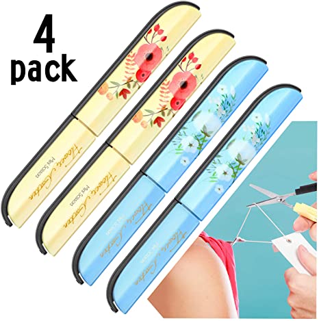 4 Pieces Pen Style Scissors Folding Paper Cutting Scissors Pocket Portable Safe Scissors for Home Office School DIY