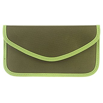 RFID Signal Blocking Bag Anti-tracking Anti-spying RF Signal Shield Blocking Jammer Pouch Case for Cell Phone Privacy Protection and Car Key FOB (Green)