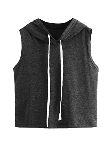 SweatyRocks Women's Summer Sleeveless Hooded Crop Tank Top T-Shirt