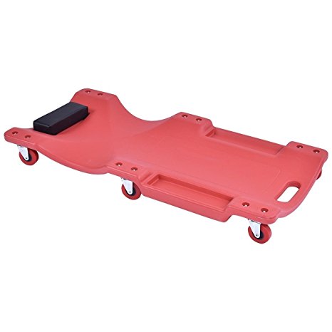 Goplus 36" Large Wheel Plastic Creeper Tool Lightweight Portable, Red