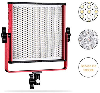 LED Video Light, GVM 520 Video Lighting Dimmable Bi-Color 3200K-5600K, CRI 97  Light Panel with Durable Video lighting Studio Interview Portrait with Light Stand Kit (Red)