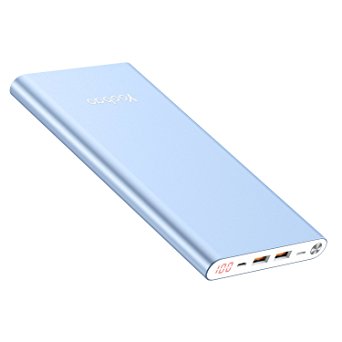 Yoobao A2 20000mAh High Capacity Slim Power Bank External Battery Pack Charger (Lightning & Micro-USB Input, Dual USB Output, Smart LED Display) for iPhone iPad Samsung Nexus HTC and More - Blue