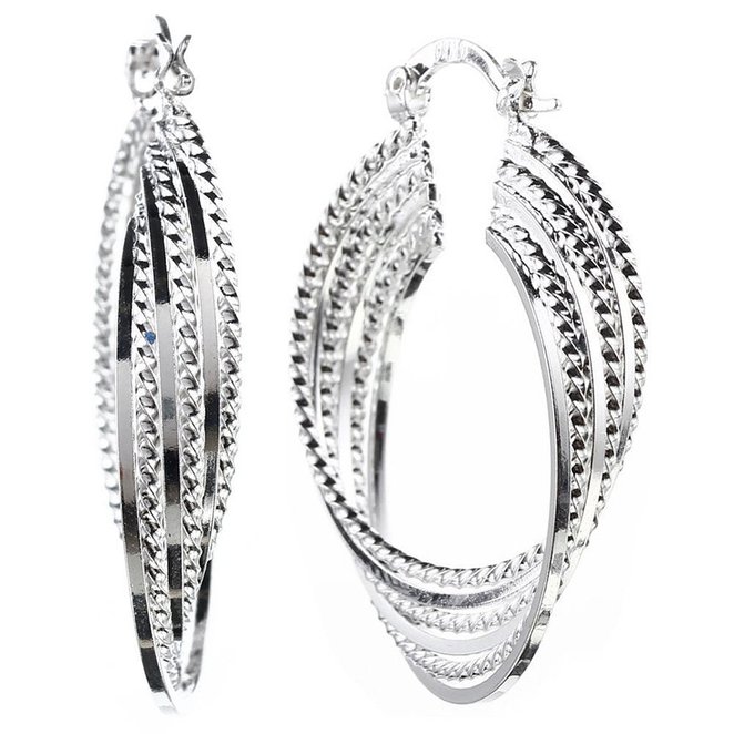 NYKKOLA Beautiful Jewelry 925 Silver Meteor Shower Carved Big hoop Earrings