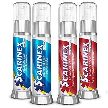Scarinex: Advanced Scar Removal Cream & Gel (4 bottles: 2 scar gels   2 skin rejuvenators)