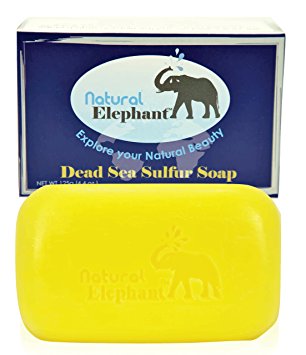Natural Elephant Dead Sea Sulfur Soap 4.4 oz (125g) Revitalizing Face and Body Treatment Bar Soap