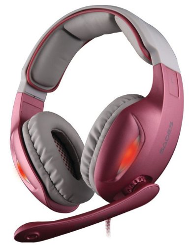Sades Sa-902 7.1 Surround Sound Effect USB Pc Gaming Headset w/ Microphone   Volume Control(pink)