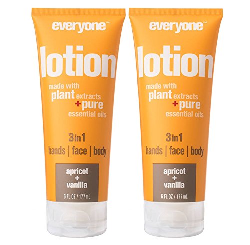 Everyone 3-in-1 Apricot and Vanilla Lotion (Pack of 2) Nourishing Moisture with Vitamin E, Orange Peel Oil and Aloe Barbadensis Leaf, 6 fl. oz.