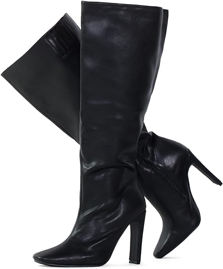 RF ROOM OF FASHION Women's Western Pointy Toe Chunky Cone Heel Slouch Ankle Boots