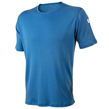 Janus Summerwool 100% Merino Wool Men's T-Shirt Machine Washable. Made In Norway (Blue, Medium)