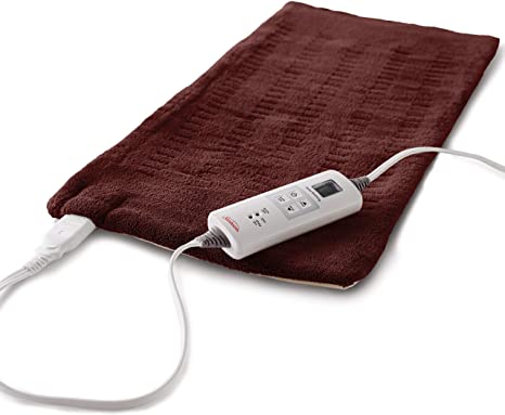 Sunbeam Heating Pad for Fast Pain Relief | X-Large, King XpressHeat, 6 Heat Settings with Auto-Shutoff | Burgundy, 12 x 24 Inch, X-Large