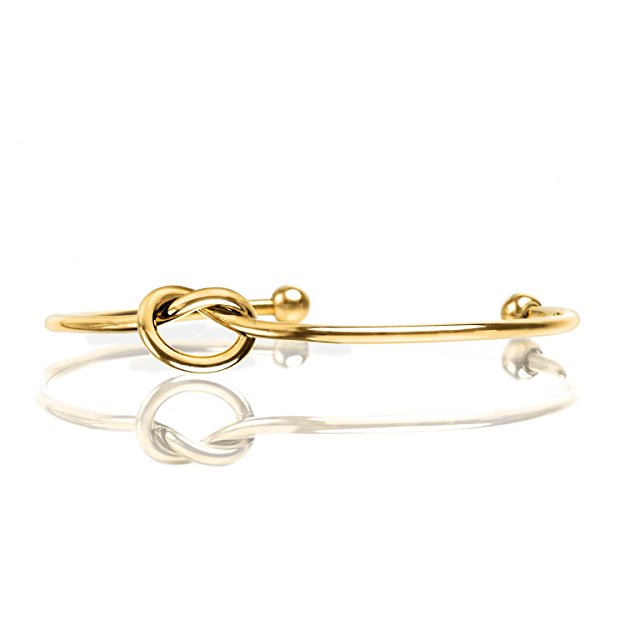 PAVOI 14K Gold Plated Adjustable Infinity Forever Love Knot Bracelet Bangle