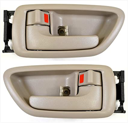 Eynpire 8076 Interior Front/Rear Left Driver Side & Right Passenger Side Pair Set Door Handle Beige for 2001-2007 Toyota Sequoia; 2004-2006 Toyota Tundra - Crew Cab ONLY
