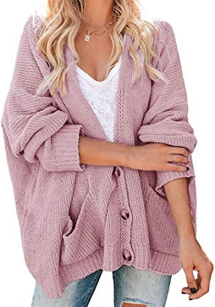 YONYWA Womens Plus Size Knit Cardigan Sweaters Oversized Open Front Button Down Fall Loose Lightweight Coats with Pocket