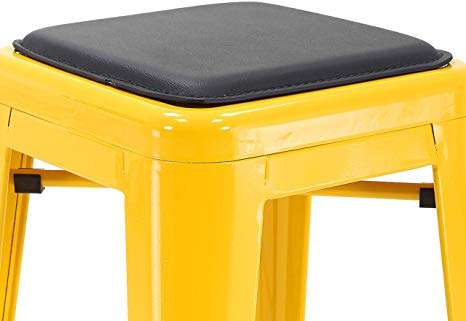 Porthos Home Seat Metal Counter or Bar Stool, Magnetic for Easy Installation, Faux Leather Cushions, One Size, Black