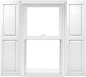 Polaris Homeside Raised Panel Vinyl Shutters (1 Pair) 14-1/2in. x 55in. - 930 White