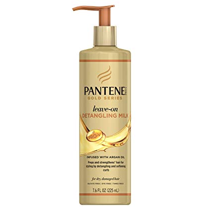 Pantene, Detangling Milk Hair Treatment, Sulfate Free, Pro-V Gold Series, for Natural and Curly Textured Hair, 7.6 fl oz