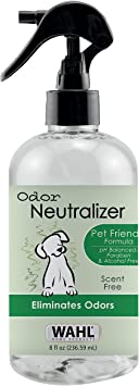 WAHL Scent Free Pet Odor Neutralizer Spray for Dogs Skin and Coat Perfect for Between Baths – 8 oz – Model 820012