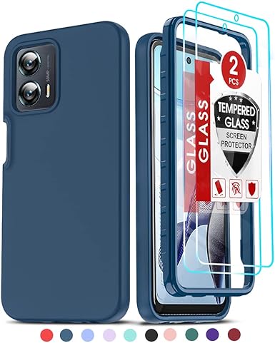 LeYi for Moto G Power 2023 Case, Moto G 5G 2023 Case with [2 x Tempered Glass Screen Protector], Full-Body Shockproof Soft Liquid Silicone Protective Phone Case for G Power 5G 2023, Blue