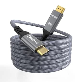 USB C to HDMI Cable 4K 10FT, Quntis Braided Type-C to HDMI Cord, Gold-Plated Plug Aluminum HDMI Adapter Thunderbolt Cable, Compatible with iPad Pro, iPhone 15, MacBook Pro, Galaxy, Surface, Steam Deck