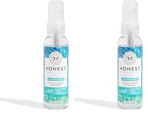 The Honest Company Plant-Based Hand Sanitizer Spray | Kills 99.9% of Germs | Hypoallergenic, Quick-drying + Moisturizing | Coastal Surf, 2 fl oz (Pack of 2)