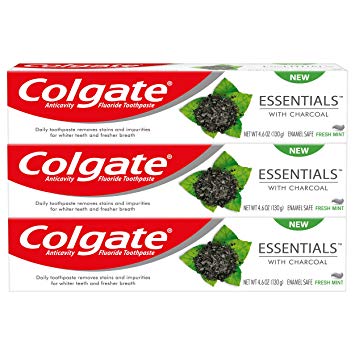Colgate Essentials with Charcoal Toothpaste, 4.6 oz, 3 Pack
