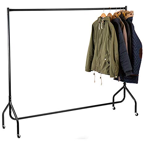 Andrew James Clothes Rail - Heavy Duty Garment Rail With Dust Cover on Wheels - 6ft Long 5ft High Portable Metal Coat Rack Holds up to 50kgs