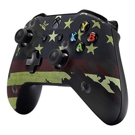 Xbox One S/X Modded Rapid Fire Soft Touch Controller - Includes Largest Variety of Modes -Jump Shot, Drop Shot, Quick Aim, Auto Aim, Quick Scope - Master Mod - USA Red White Blue (Flag)