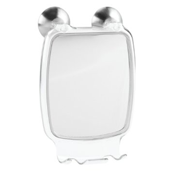 InterDesign Forma Power Lock, Suction Fog Free Shower Shaving Mirror for Bathroom with Razor Holder - Clear