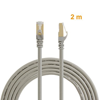 CableCreation CAT7(Category 7) Shielded Ethernet Patch Cable, 50U”Gold Plated Contact,SSTP Network Cable Up to 10 Gigabit, Band Width:600MHZ ,6.6ft/2.0m, Beige Color