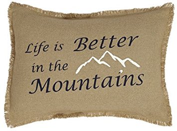 Burlap Natural Pillow Sham Life Is Better In The Mountains 14x18"
