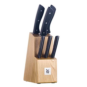 WMF ProfiSelect 7 Piece Knife Block Set with 6 Knives Forged Special Blade Steel Rivets Oak Wood