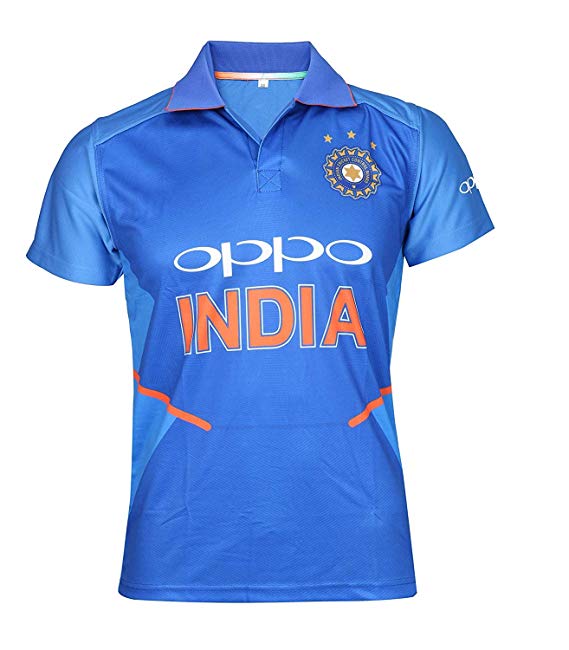 KD Cricket India Jersey Half Sleeve Cricket Supporter T-Shirt New Oppo Team Uniform Polyster Fit Material 2019-20 Kids to Adults
