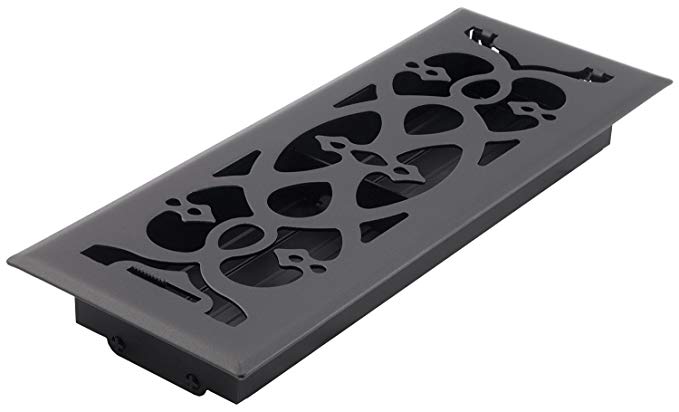 Accord AMFRBLV412 Floor Register with Victorian Design, 4-Inch x 12-Inch(Duct Opening Measurements), Matte Black