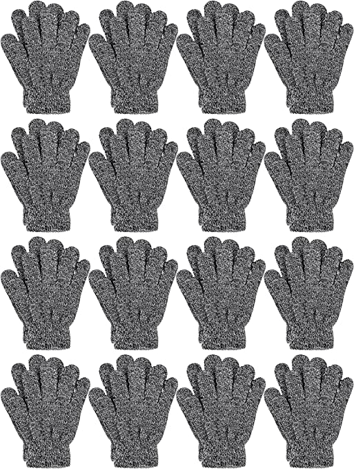 Cooraby 16 Pairs Winter Kids Warm Magic Gloves Full Fingers Stretchy Knitted Gloves for Boys or Girls