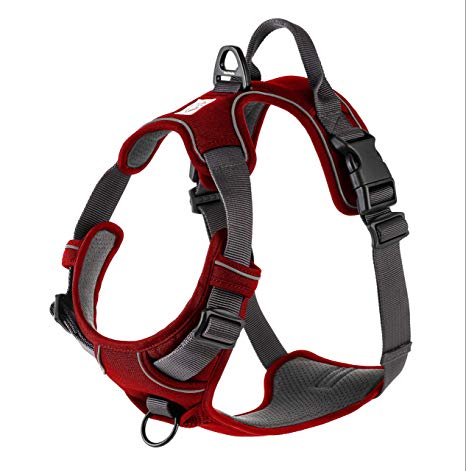 My Busy Dog Harness Vest | No Pull, Easy On/Off, Front/Back Metal Leash Attachments, Handle, Reflective, Secure Fit | Perfect for Small Medium Large Dogs | Size Chart in Pictures (XL, Red)
