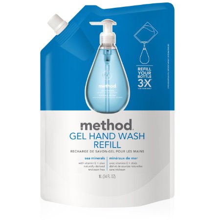 Method Gel Hand Wash Refill, Sea Minerals, 34 Ounce (Pack of 6)