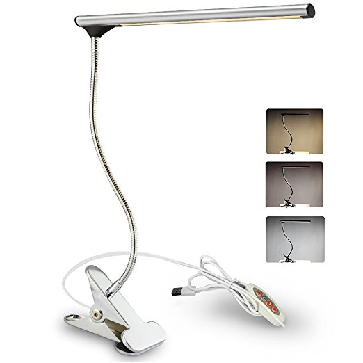 Anpress 15 LEDs Clip-on Book Light,3 Lighting Modes,Dimmable and Flexible,Clamp-on Desk Lamp,Bed Lights,Table Lamp,Craft Light,Music Stand Light,Office Task Lighting USB Bedside Lamp