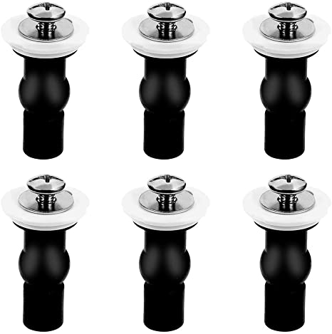 Chenkaiyang 6 PCS Toilet Seat Screws Fixings Universal Expanding Rubber Screw Plastic Well Screw Nuts Top Fixing Wellnuts Blind Hole Hinges Fittings