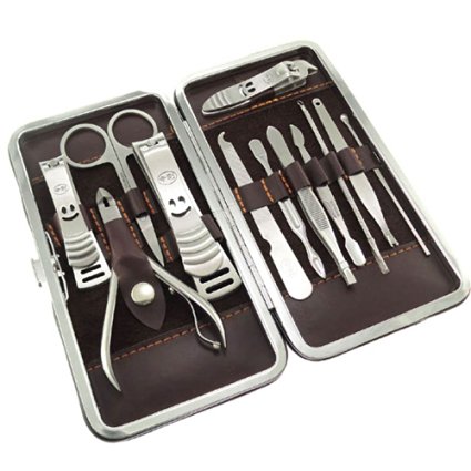 JINLI Nail Care Personal Manicure & Pedicure Set, Travel & Grooming Kit, 12 Piece