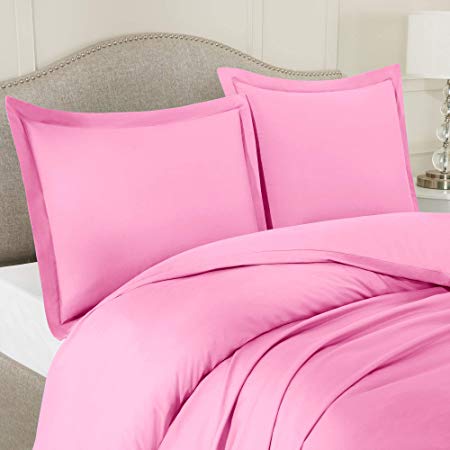 Nestl Bedding Soft Pillow Shams Set of 2 - Double Brushed Microfiber Hypoallergenic Pillow Covers - Hotel Collection Premium Bed Pillow Cases, Euro 26"x26" - Light Pink