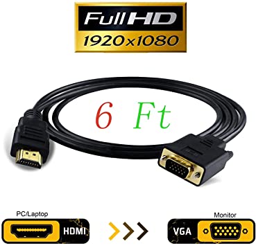 Xhwykzz HDMI to VGA Adapter Cable VGA to HDMI Adapter Monitor D-SUB to HDMI 15 Pin to HDMI Adapter Male to VGA Male Connector Cord Transmitter one-Way Transmission for Computer PC