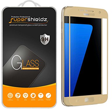 Samsung Galaxy S7 Tempered Glass Screen Protector,[Full Screen Coverage] Supershieldz Ballistics Glass 0.3mm 9H Hardness Anti-Scratch, Anti-Fingerprint, Bubble Free - Retail Packaging (Gold Color)