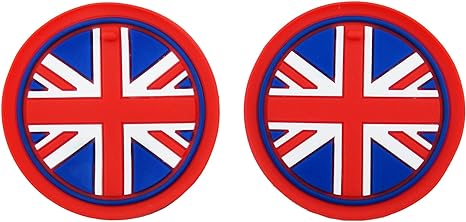 2pcs Water Cup Bottle Holder Anti-Slip Pad Mats for Mini Cooper F54 F55 F56 F57 F60 R55 R56 R57 R58 R59 R60 R61 Hardtop Clubman Hatchback Covertible Roadster Countryman (78mm, Union Jack Red)
